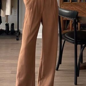 Abercrombie & Fitch Tan linen Wide Leg Pants
